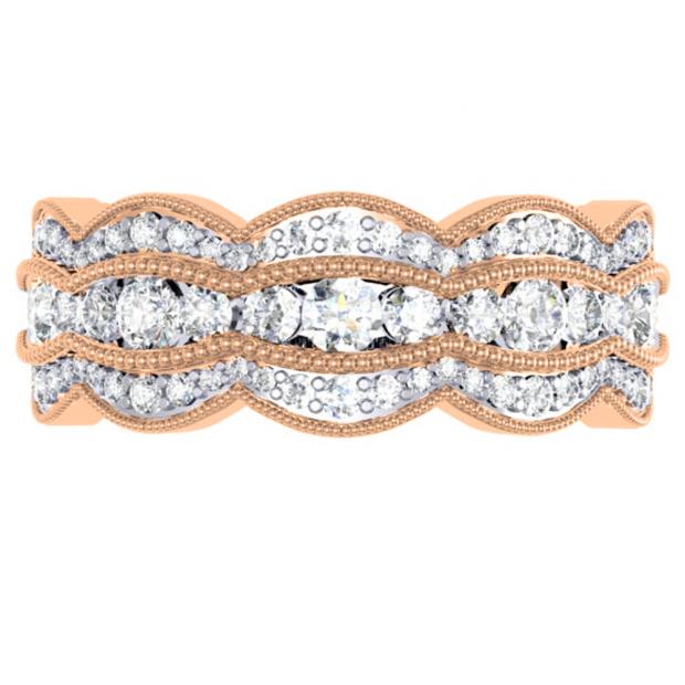 1.75 Carat (ctw) 10K Rose Gold White Round Diamond Ladies Milgrain Eternity Anniversary Wedding Band 2 CT