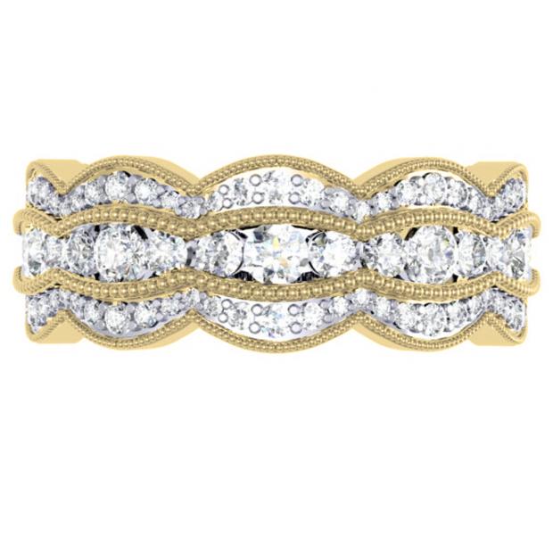 1.75 Carat (ctw) 14K Yellow Gold White Round Diamond Ladies Milgrain Eternity Anniversary Wedding Band 2 CT