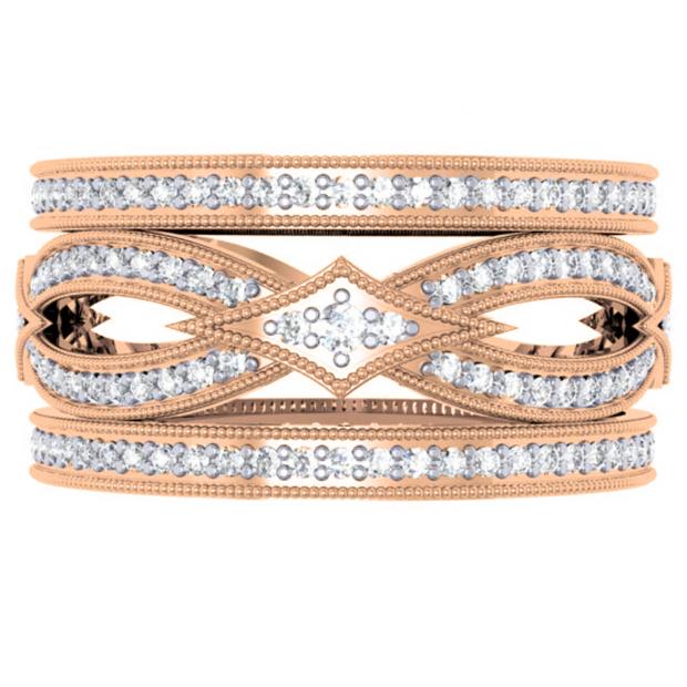 1.00 Carat (ctw) 14K Rose Gold Round Cut Diamond Ladies Vintage Eternity Anniversary Wedding Band 1 CT