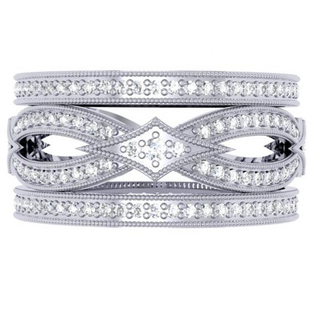 1.00 Carat (ctw) 14K White Gold Round Cut Diamond Ladies Vintage Eternity Anniversary Wedding Band 1 CT