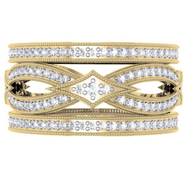 1.00 Carat (ctw) 14K Yellow Gold Round Cut Diamond Ladies Vintage Eternity Anniversary Wedding Band 1 CT