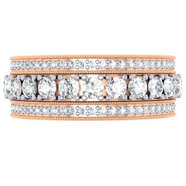2.00 Carat (ctw) 14K Rose Gold Round Cut Diamond Ladies Eternity Anniversary Wedding Band 2 CT