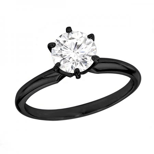 0.75 Carat (ctw) Round Cut Diamond Ladies Bridal Solitaire Engagement Ring 3/4 CT Black Plated 10k Gold