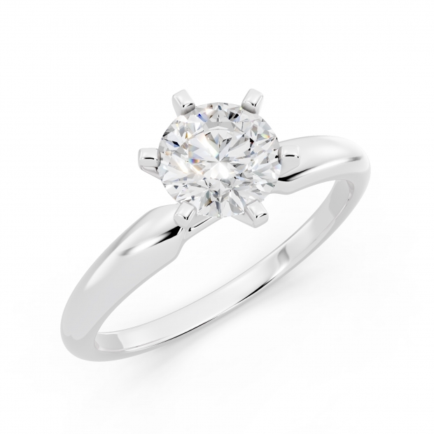 0.74 Carat (ctw) 14K White Gold Round Cut Diamond Ladies Bridal Solitaire Engagement Ring 3/4 CT