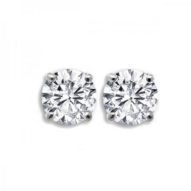 IGI CERTIFIED 0.25 Carat (ctw) 14K White Gold Round Cut White Diamond Ladies Solitaire Stud Earrings 1/4 CT
