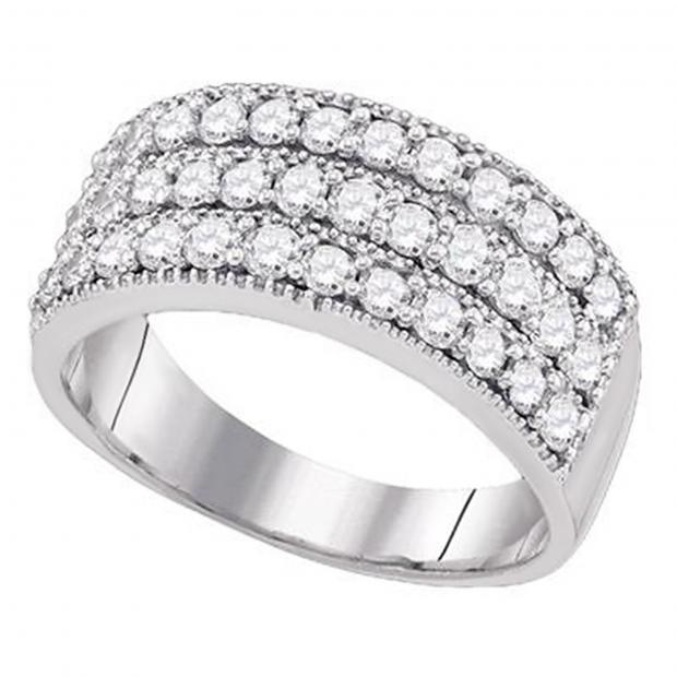 0.95 Carat (ctw) 14K White Gold Round Cut Diamond Ladies Anniversary Wedding Band 1 CT
