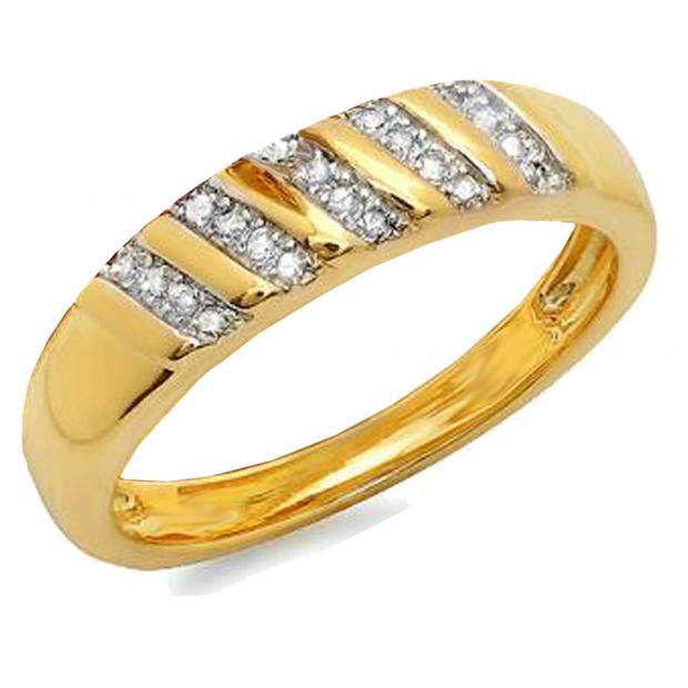 0.12 Carat (ctw) 18K Yellow Gold Plated Sterling Silver Round Diamond Men