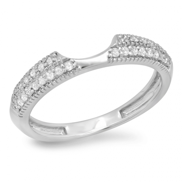 0.25 Carat (ctw) 10K White Gold Round White Diamond Ladies Anniversary Wedding Band Enhancer Guard Ring 1/4 CT