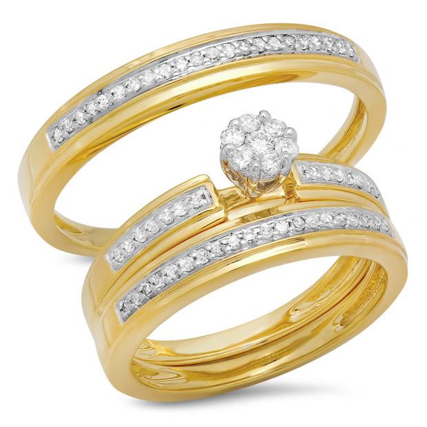 0.40 Carat (ctw) 10K Yellow Gold Round White Diamond Men & Women