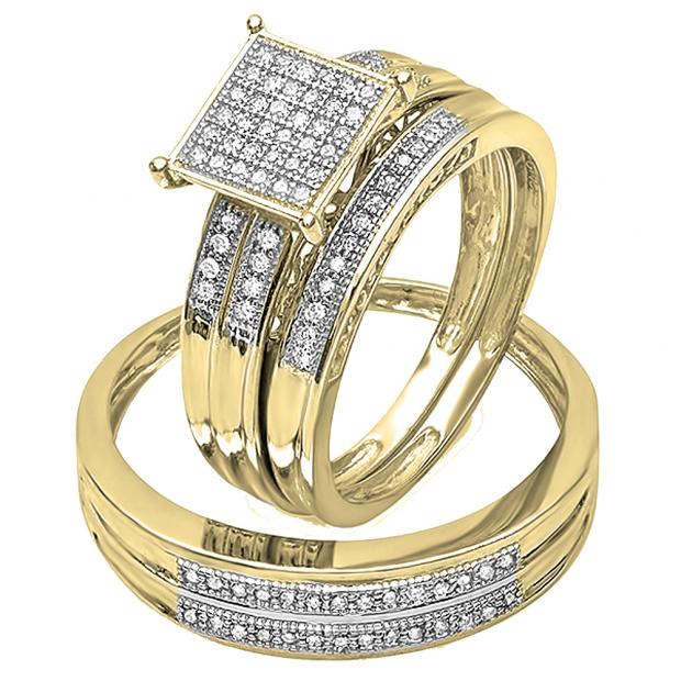 0.27 Carat (ctw) 14K Yellow Gold Round White Diamond Men