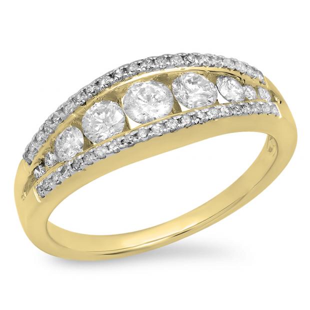 0.75 Carat (ctw) 18K Yellow Gold Round White Diamond Ladies Anniversary Wedding Band Stackable Ring 3/4 CT