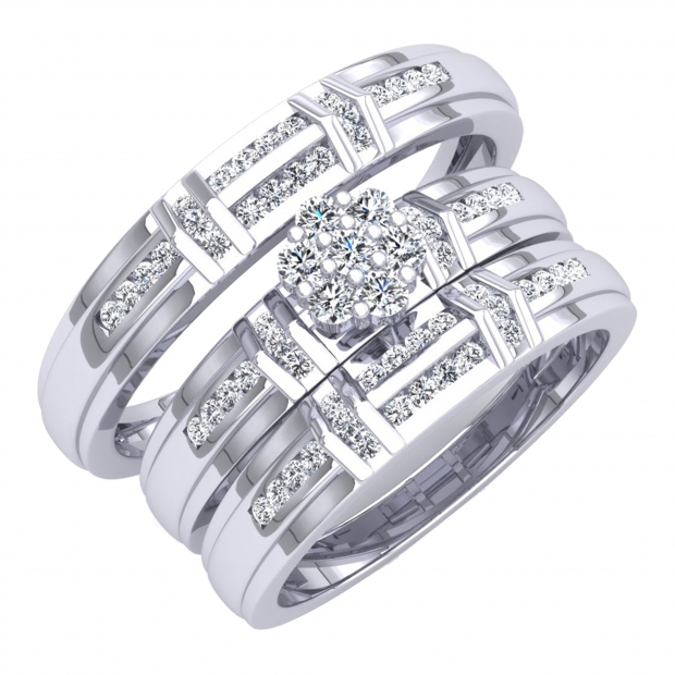 0.50 Carat (ctw) 14K White Gold Round White Diamond Men & Women