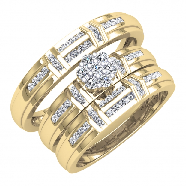 0.50 Carat (ctw) 18K Yellow Gold Round White Diamond Men & Women
