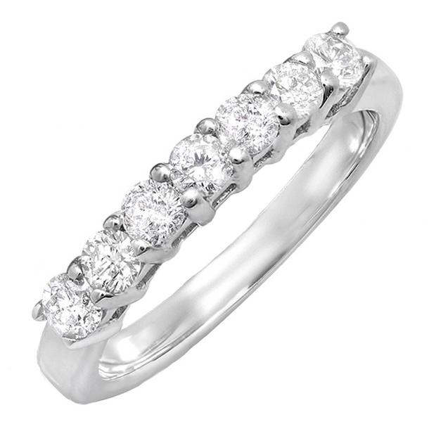 0.50 Carat (Ctw) 10K White Gold Round White Diamond Ladies Anniversary Stackable Wedding Band 1/2 CT