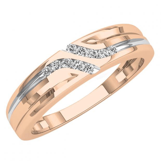 0.11 Carat (ctw) 10K Rose Gold Round Cut Diamond Mens Channel Set Fashion Wedding Band