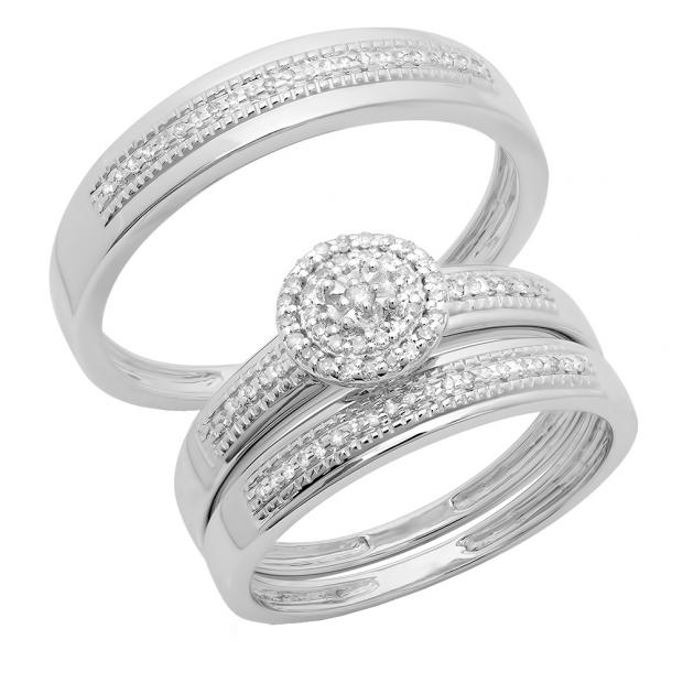 0.27 Carat (ctw) 14K White Gold Round Cut Diamond Men & Women