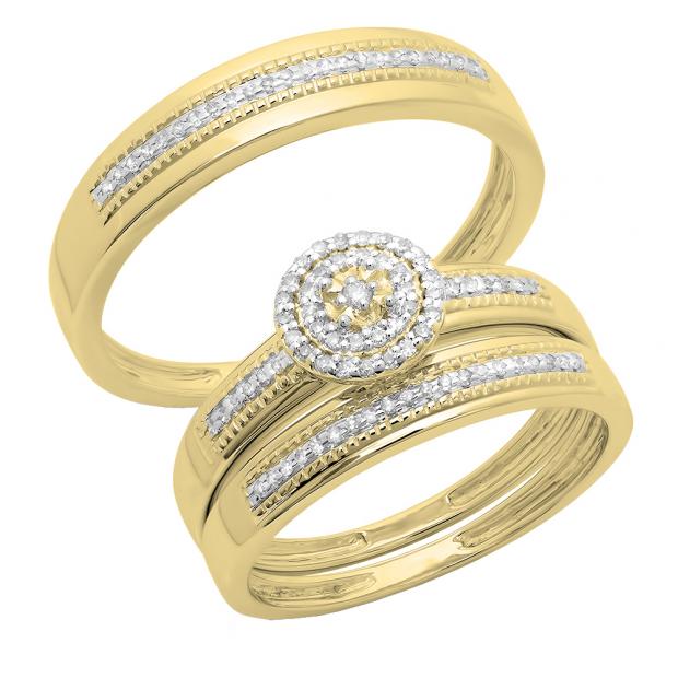 0.27 Carat (ctw) 14K Yellow Gold Round Cut Diamond Men & Women