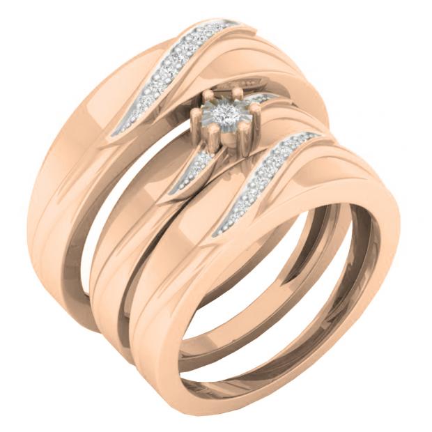 0.20 Carat (ctw) 14K Rose Gold Round White Diamond Men & Women