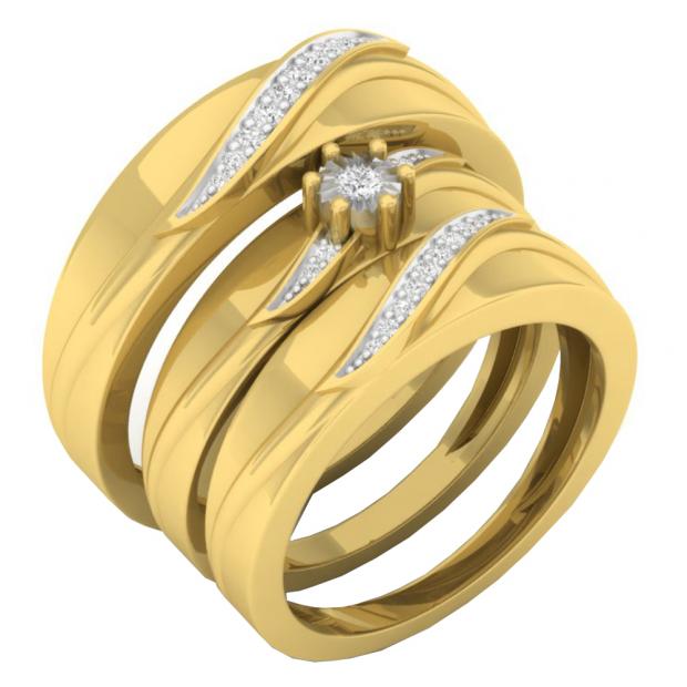 0.20 Carat (ctw) 14K Yellow Gold Round White Diamond Men & Women