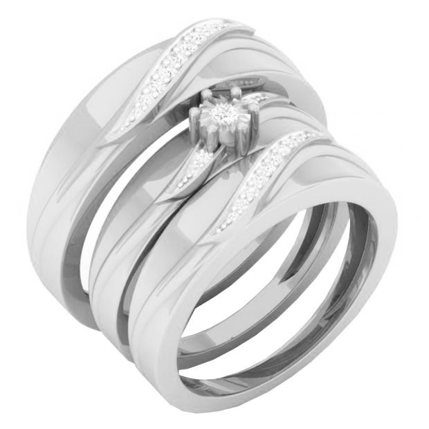 0.20 Carat (ctw) 18K White Gold Round White Diamond Men & Women