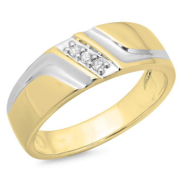 0.12 Carat (ctw) 10K Yellow Gold Round White Diamond Men