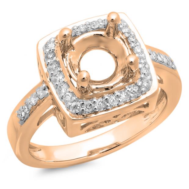 0.30 Carat (ctw) 14K Rose Gold Round Cut White Diamond Ladies Bridal Semi Mount Engagement Ring 1/3 CT (No Center Stone)