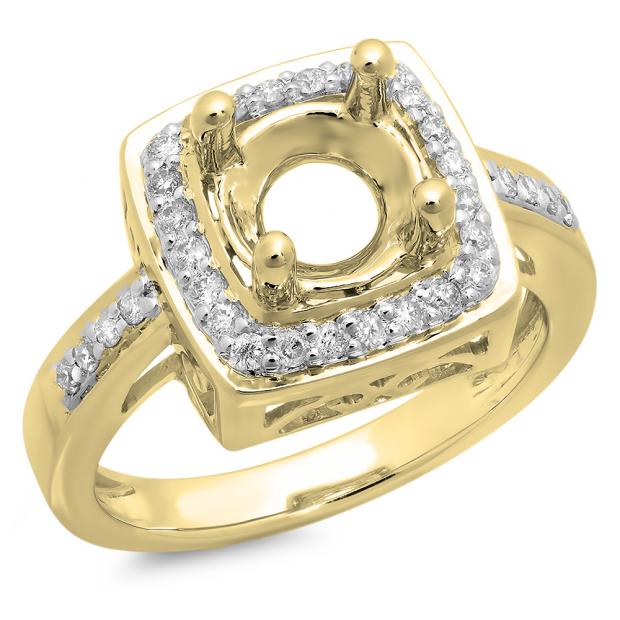 0.30 Carat (ctw) 14K Yellow Gold Round Cut White Diamond Ladies Bridal Semi Mount Engagement Ring 1/3 CT (No Center Stone)