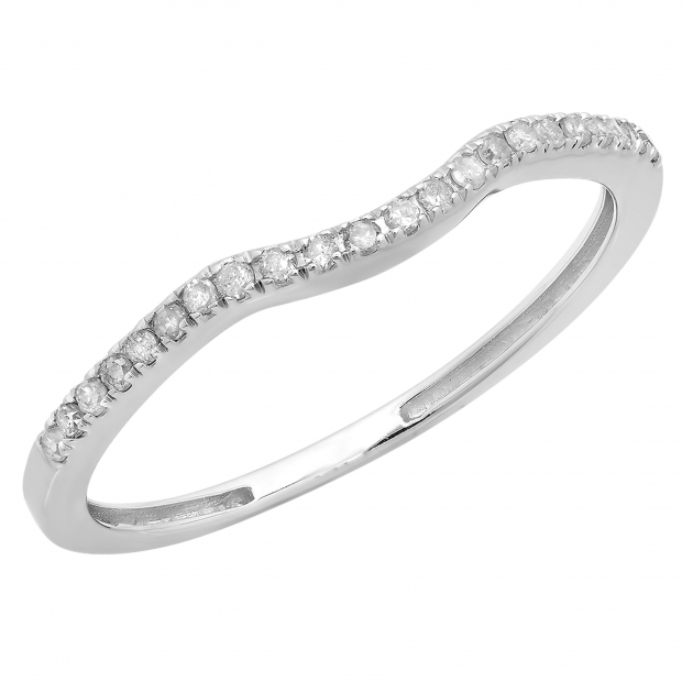 0.15 Carat (ctw) 10K White Gold Round White Diamond Anniversary Ring Wedding Guard Band