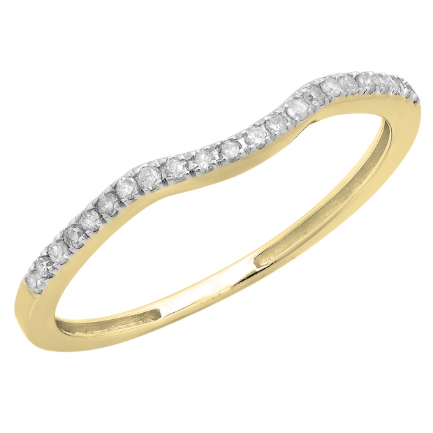 0.15 Carat (ctw) 14K Yellow Gold Round White Diamond Anniversary Ring Wedding Guard Band