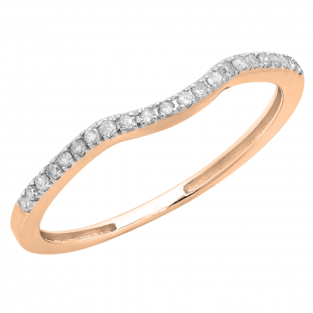 0.15 Carat (ctw) 18K Rose Gold Round White Diamond Anniversary Ring Wedding Guard Band