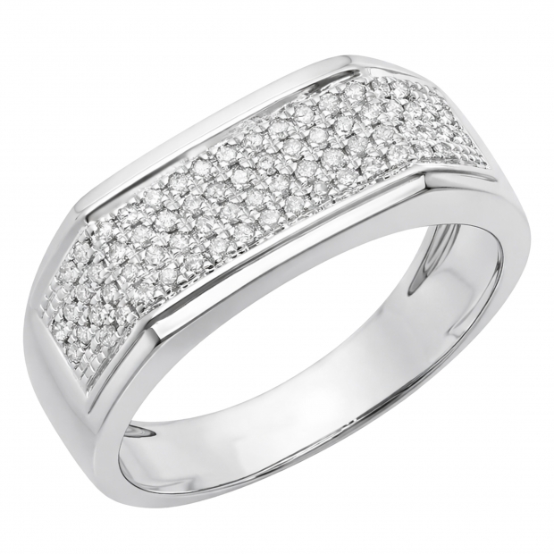 0.40 Carat (ctw) Sterling Silver Round White Diamond Men