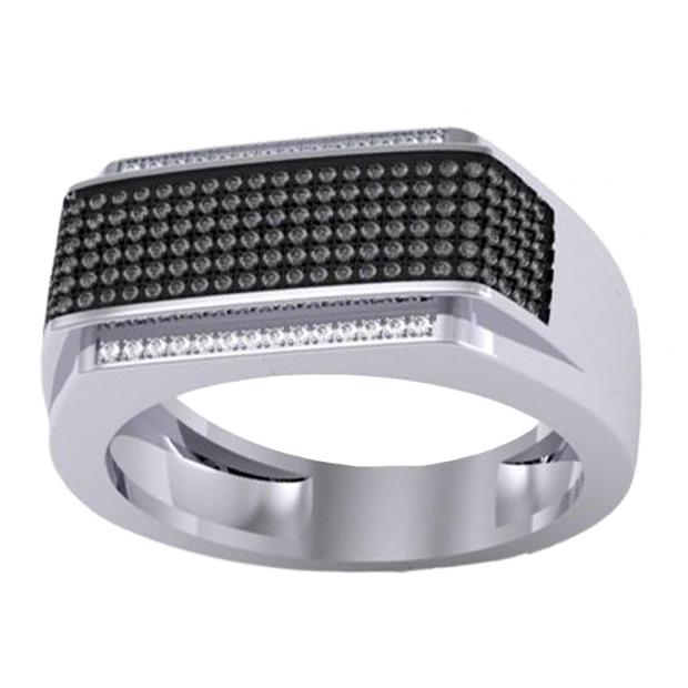 0.40 Carat (ctw) Sterling Silver Round Black & White Diamond Men