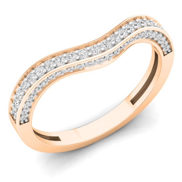 0.35 Carat (ctw) 10K Rose Gold Round Cut White Diamond Ladies Stackable Anniversary Wedding Contour Band Guard Ring