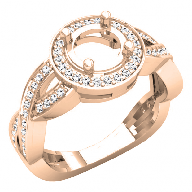 0.40 Carat (ctw) 10K Rose Gold Round White Diamond Ladies Swirl Split Shank Semi Mount Bridal Engagement Ring (No Center Stone)