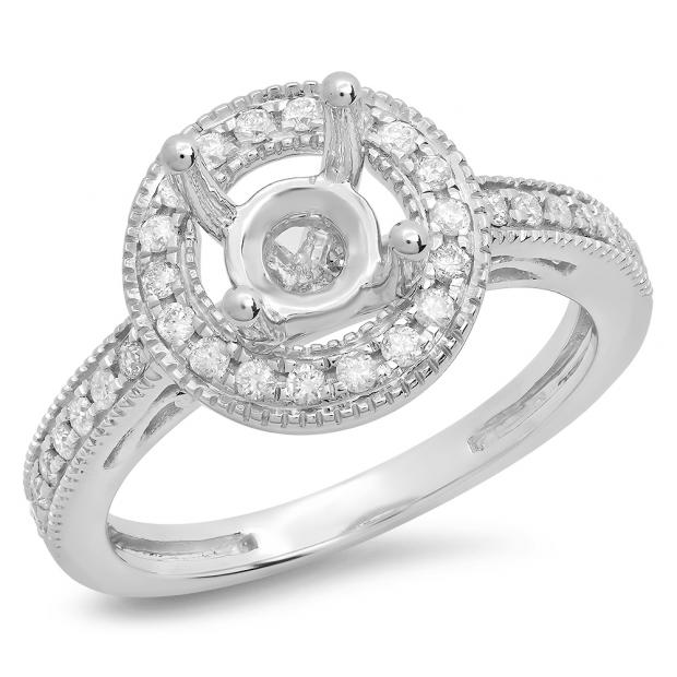 0.35 Carat (ctw) 10K White Gold Round White Diamond Ladies Bridal Semi Mount Engagement Ring 1/3 CT (No Center Stone)