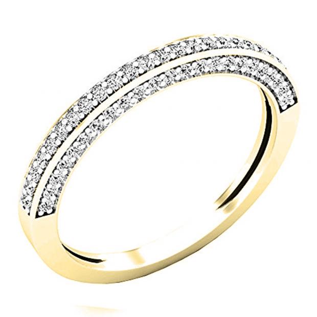 0.32 Carat (ctw) 10K Yellow Gold Round White Diamond Ladies Bridal Wedding Band 1/3 CT