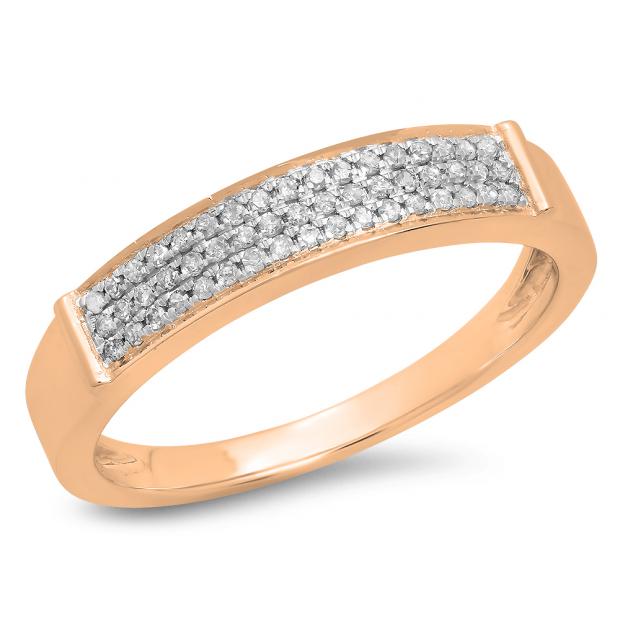 0.15 Carat (Ctw) 10K Rose Gold Round Cut Diamond Ladies Anniversary Wedding Band