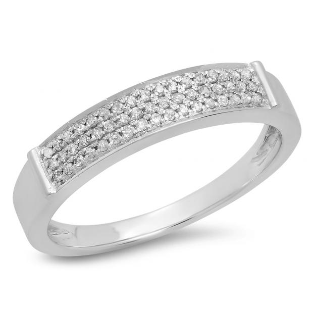 0.15 Carat (Ctw) 10K White Gold Round Cut Diamond Ladies Anniversary Wedding Band