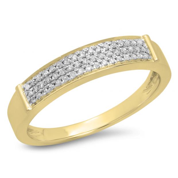 0.15 Carat (Ctw) 10K Yellow Gold Round Cut Diamond Ladies Anniversary Wedding Band