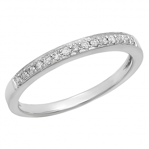 0.15 Carat (Ctw) 14k White Gold Round White Diamond Ladies Anniversary Wedding Band Stackable Ring