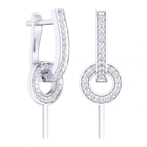 0.30 Carat (ctw) 10K White Gold Round White Diamond Ladies Fashion Dangling Earrings