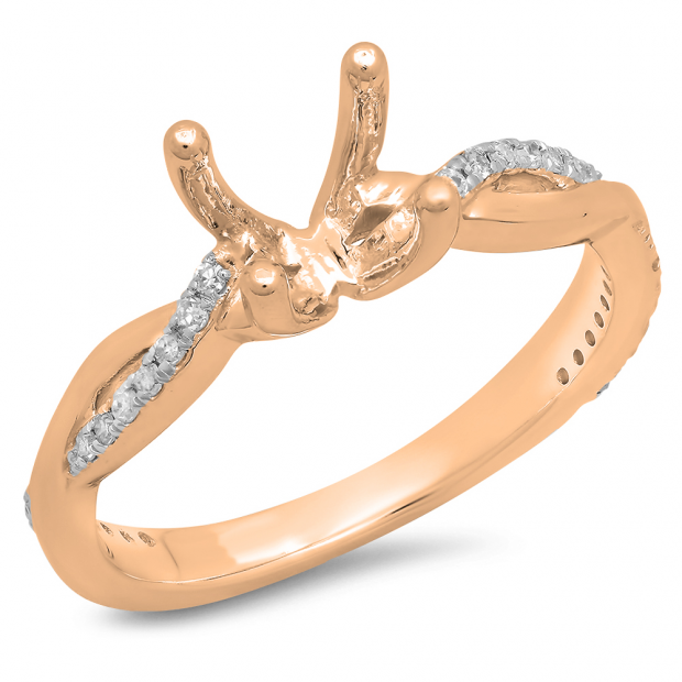 0.20 Carat (Ctw) 10K Rose Gold Round White Diamond Ladies Swirl Split Shank Bridal Semi Mount Engagement Ring 1/4 CT (No Center Stone)