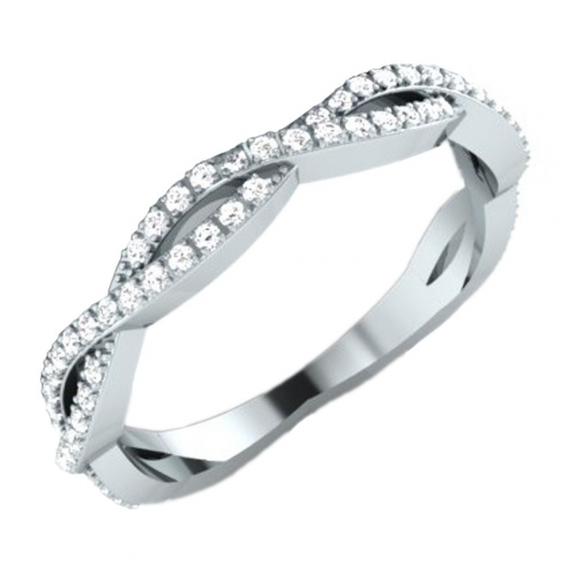 0.20 Carat (ctw) 10K White Gold Round White Diamond Ladies Infinity Crossover Swirl Wedding Anniversary Band Ring 1/5 CT