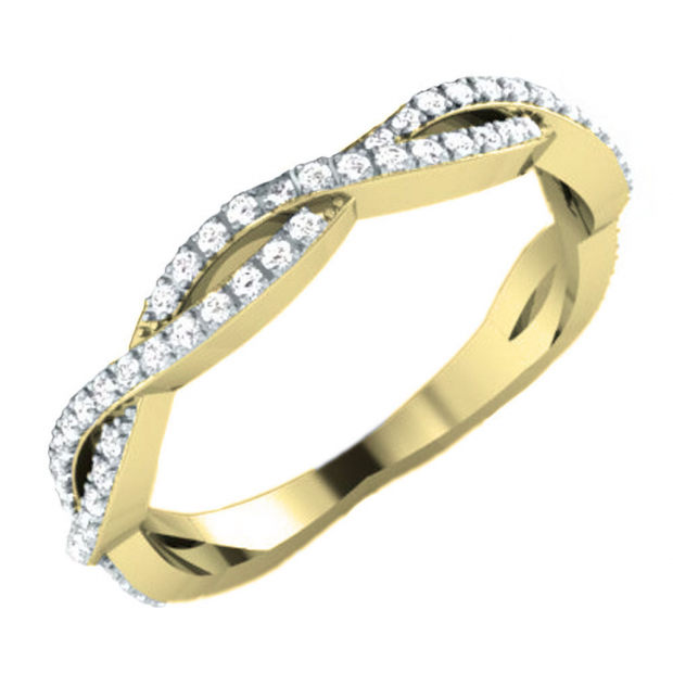 0.20 Carat (ctw) 10K Yellow Gold Round White Diamond Ladies Infinity Crossover Swirl Wedding Anniversary Band Ring 1/5 CT