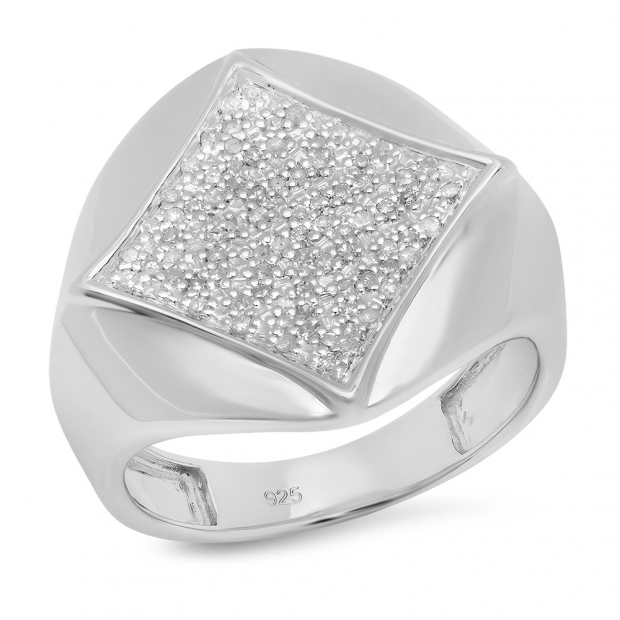 0.35 Carat (ctw) Sterling Silver Round White Diamond Men