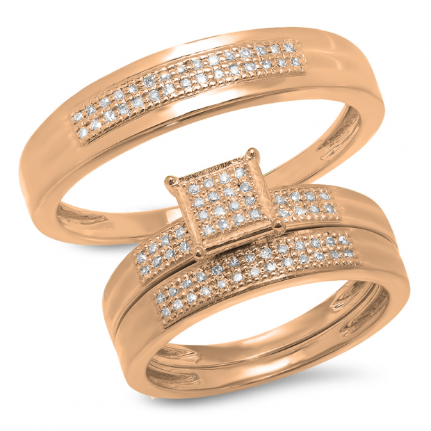 0.25 Carat (ctw) 10K Rose Gold White Diamond Men