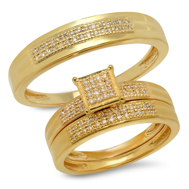 0.25 Carat (ctw) 10K Yellow Gold White Diamond Men