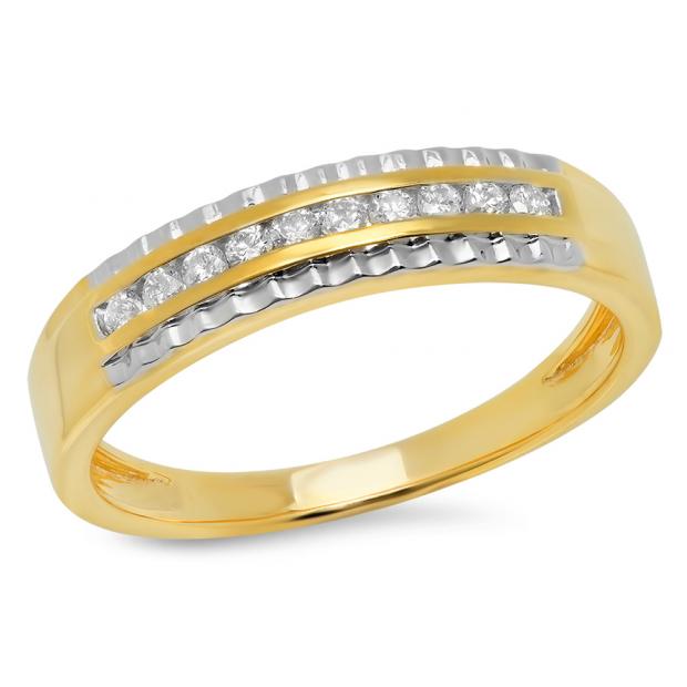 0.30 Carat (ctw) 14K Yellow Gold Round White Diamond Men