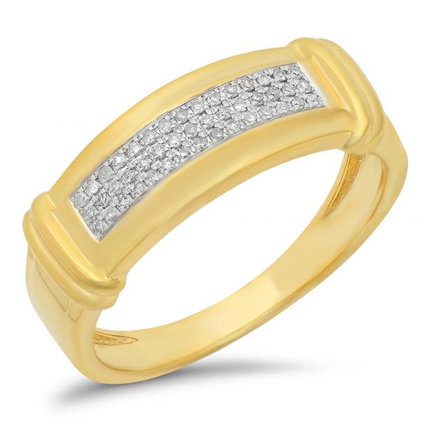 0.15 Carat (Ctw) 10K Yellow Gold Round white Diamond Men