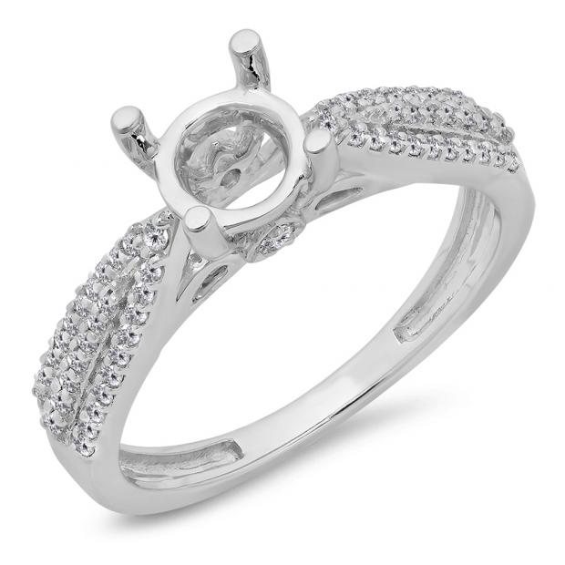 0.30 Carat (ctw) 18K White Gold Round White Diamond Ladies Split Shank Semi Mount Engagement Ring 1/3 CT (No Center Stone)